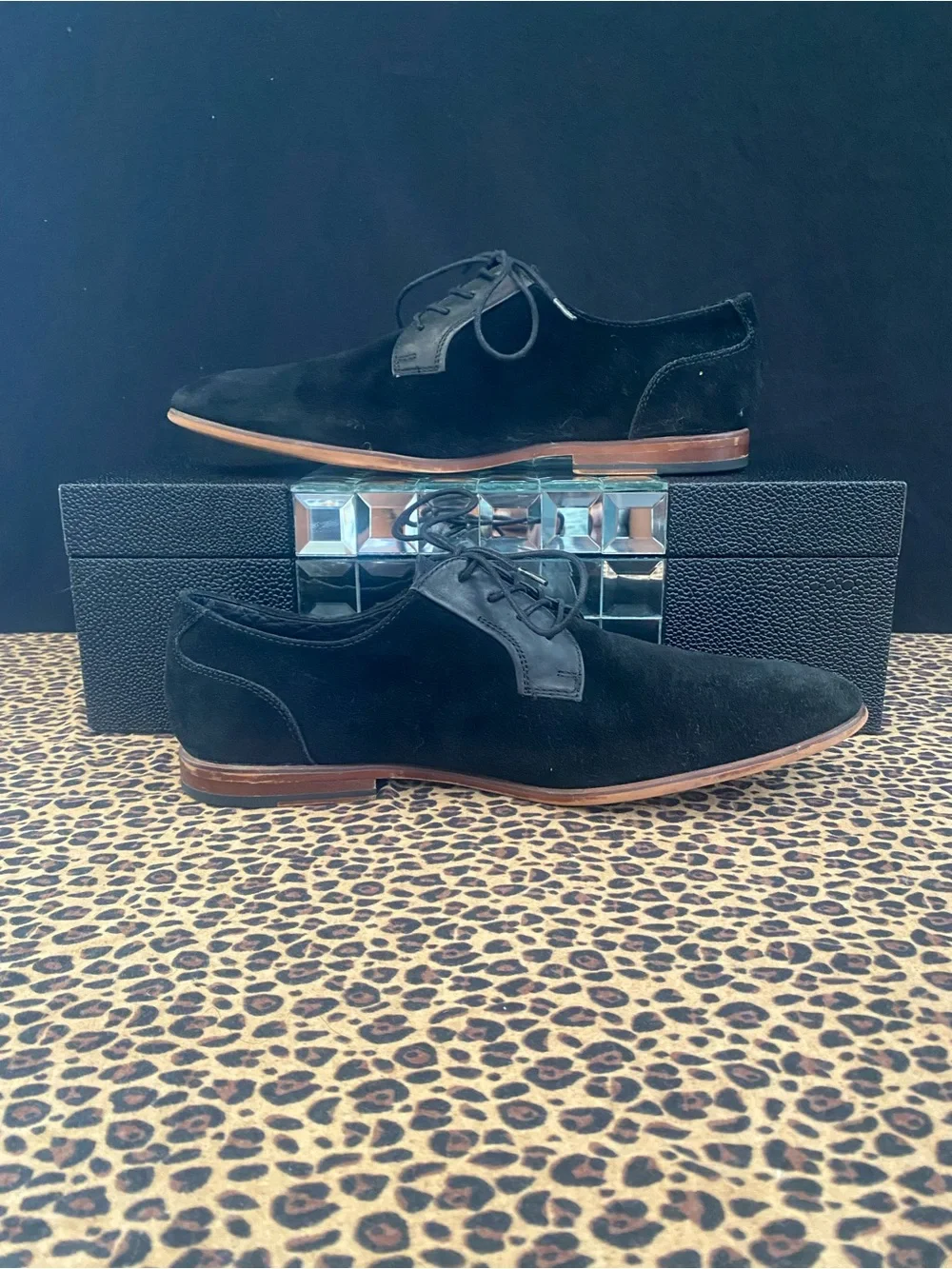 Aldo Black Suede Derby Dress Shoes